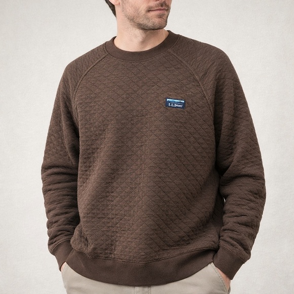 L.L. Bean Other - L.L.Bean Quilted Sweatshirt Crewneck Brown Men’s XXL Reg Traditional Fit